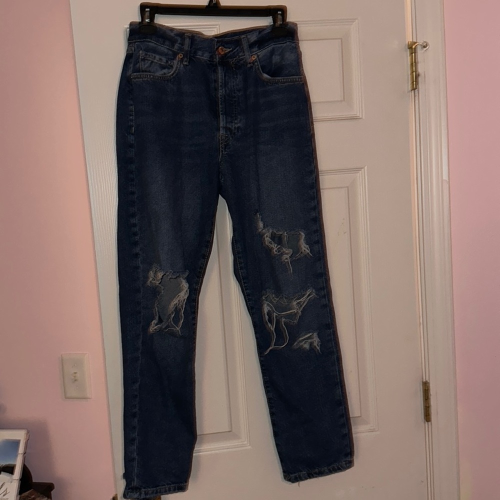 Dark wash ripped jeans